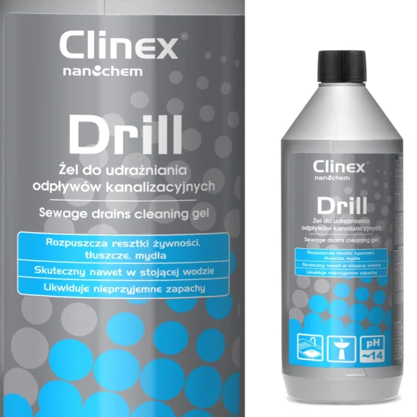 Gel agent for unclogging sinks and sewer pipes CLINEX Drill 1L