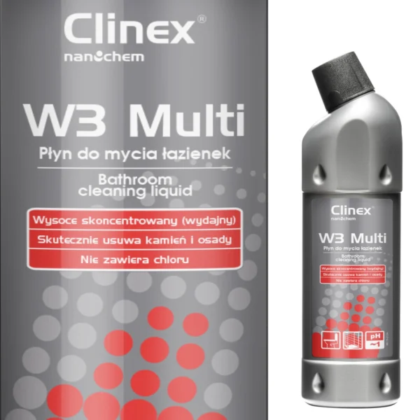 Excellent liquid for cleaning bathrooms, sanitary equipment, joints CLINEX W3 Multi 1L