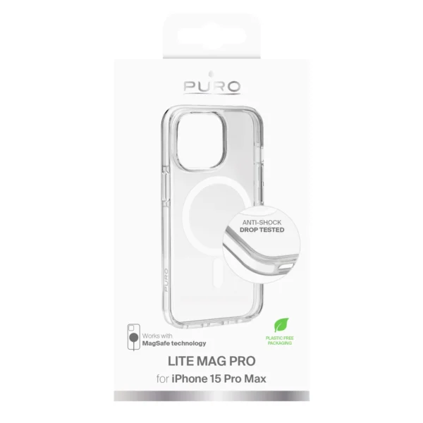 Puro Lite Mag Pro MagSafe Silicone Case for iPhone 15 Pro Max - Transparent