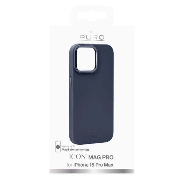 Puro Icon Mag Pro MagSafe Silicone Case for iPhone 15 Pro Max - Dark Blue