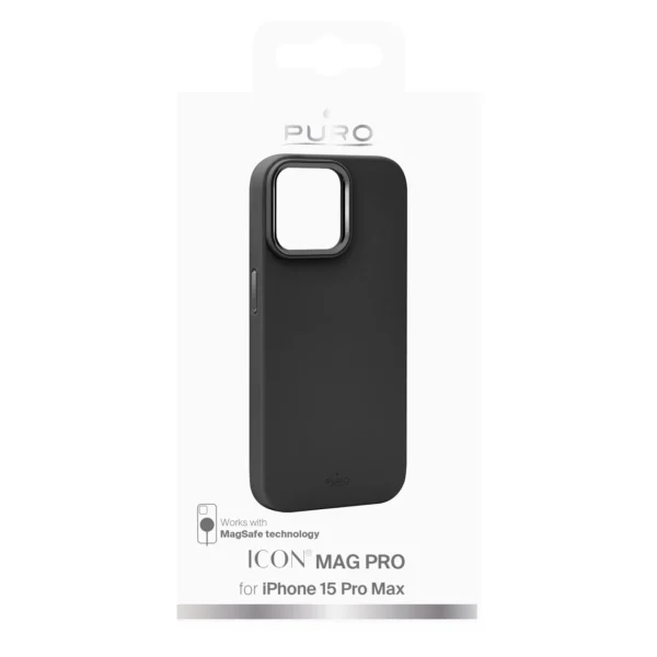 Puro Icon Mag Pro MagSafe Silicone Case for iPhone 15 Pro Max - Black