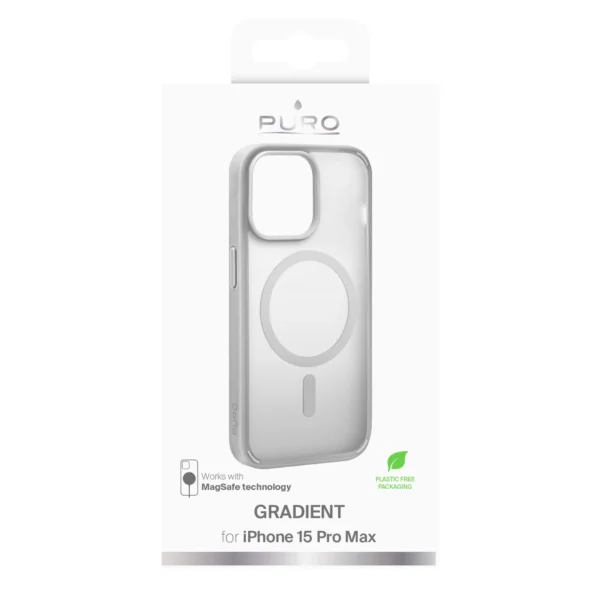 Puro Gradient MagSafe Silicone Case for iPhone 15 Pro Max - Silver