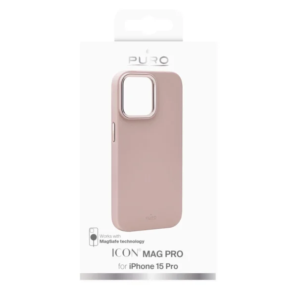 Puro Icon Mag Pro MagSafe Silicone Case for iPhone 15 Pro - Pink