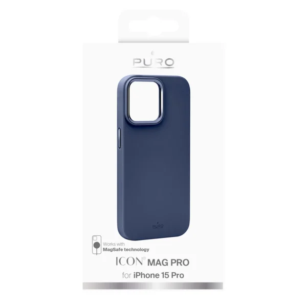 Puro Icon Mag Pro MagSafe Silicone Case for iPhone 15 Pro - Dark Blue