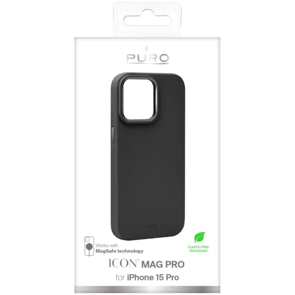 Puro Icon Mag Pro MagSafe Silicone Case for iPhone 15 Pro - Black