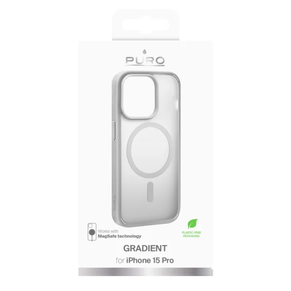 Puro Gradient MagSafe Silicone Case for iPhone 15 Pro - Silver