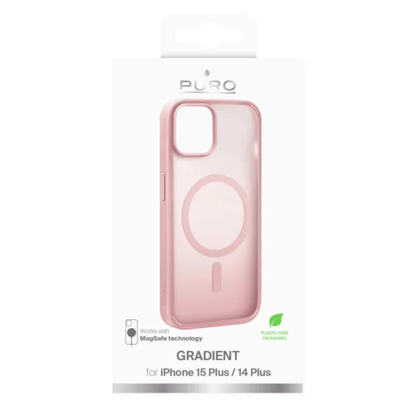 Puro Gradient MagSafe Silicone Case for iPhone 15 Plus - Pink