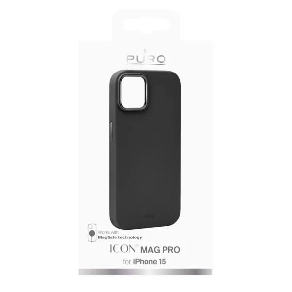 Puro Icon Mag Pro MagSafe Silicone Case for iPhone 15 - Black