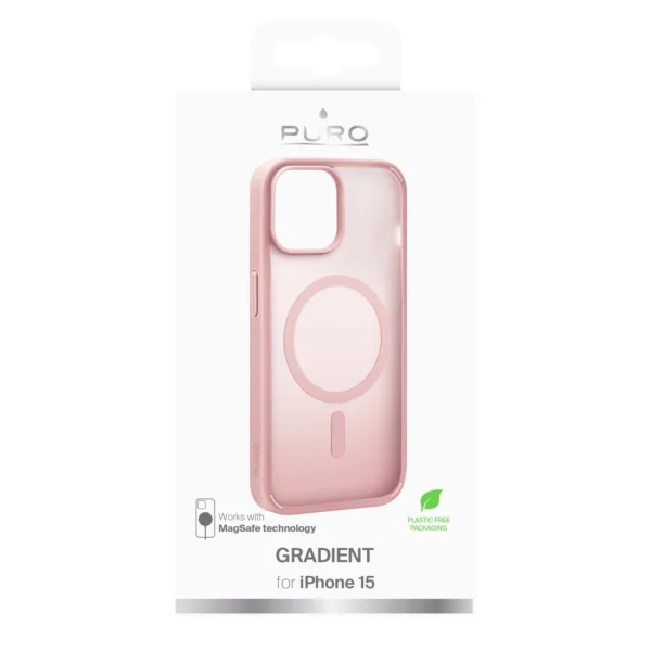 Puro Gradient MagSafe Silicone Case for iPhone 15 - Pink