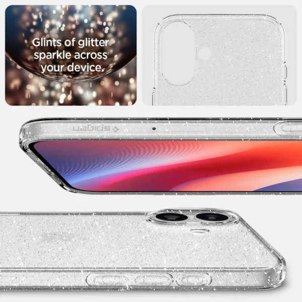 Spigen Liquid Crystal iPhone 16 Case - Clear Glitter