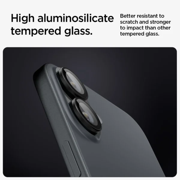 Tempered Glass for Spigen Glass tR EZ Fit Optik Pro for iPhone 16 Plus Camera (2 pcs.) - Black