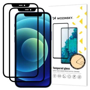 2x Tempered Glass Full Glue Super Tough Screen Protector Full Coveraged with Frame Case Friendly for iPhone 12 Pro / iPhone 12 black