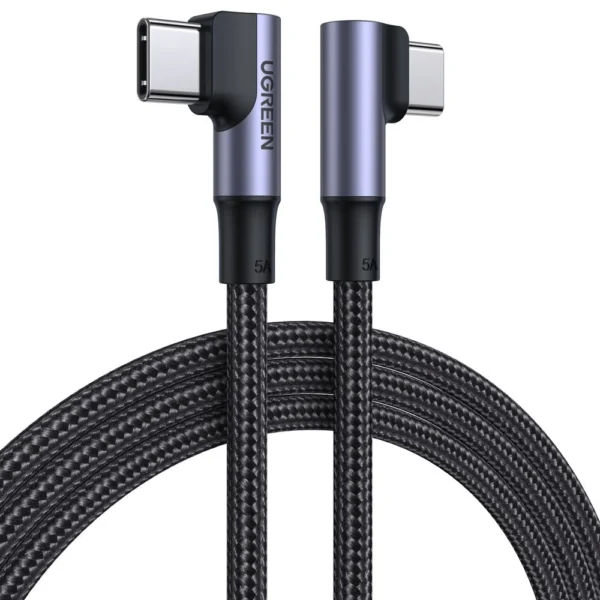 Ugreen US335 70696 angled USB-C - USB-C PD QC FCP cable 100W 5A 480Mb/s 1m - black