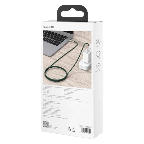 Baseus Cafule Series Metal Data USB-C / USB-C PD QC SCP 100W 5A 2 m cable - green