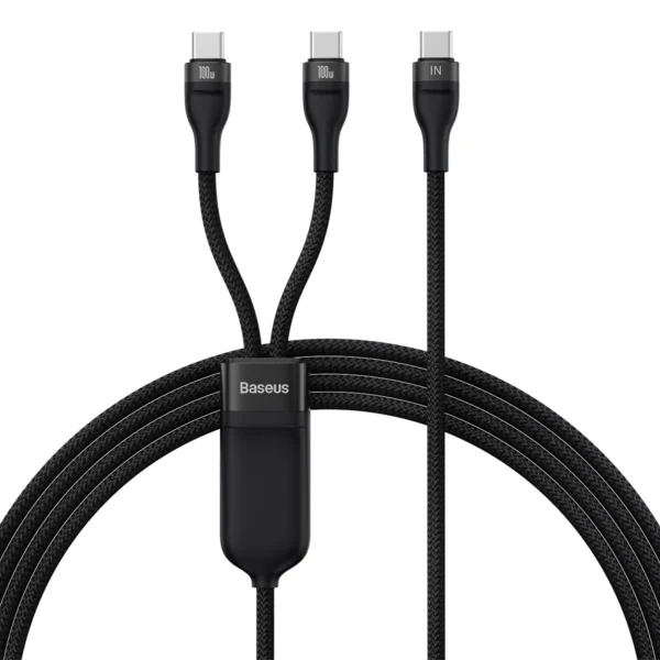 Baseus Flash Series Ⅱ Fast Charging Cable 2in1 USB-C – 2xUSB-C 100W 1.5m black