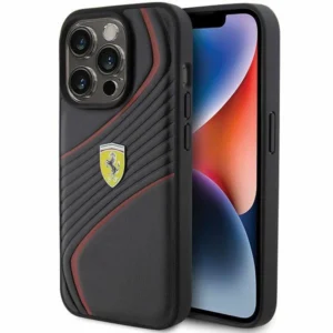 Ferrari Twist Metal Logo case for iPhone 15 Pro – black