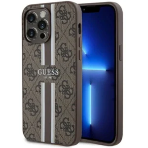 Guess 4G Printed Stripes MagSafe case for iPhone 15 Pro Max – brown