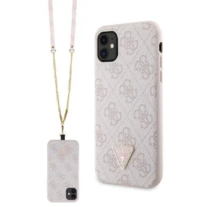 Guess Case for iPhone 11 / Xr – Pink Crossbody 4G Metal Logo