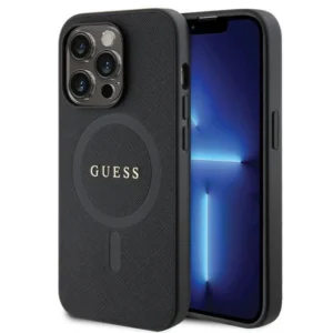 Guess case for iPhone 14 Pro – black Saffiano MagSafe