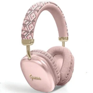 Guess GCube Metallic Script Logo Bluetooth on-ear headphones – pink