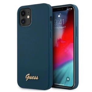 Guess iPhone 12 mini 5.4″ blue/blue hardcase Metal Logo Script