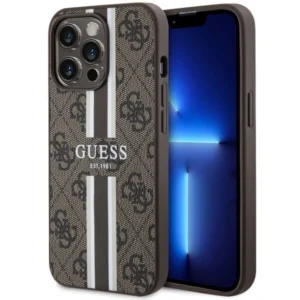 Guess iPhone 13 Pro / 13 6.1" brown/brown hardcase 4G Printed Stripes MagSafe