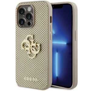 Guess Perforated 4G Glitter case for iPhone 15 Pro Max – gold