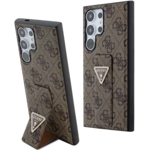 Guess S24 Ultra S928 brown/brown hardcase Grip Stand 4G Triangle Strass