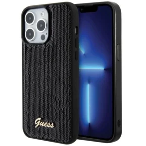 Guess Sequin Script Metal case for iPhone 15 Pro – black