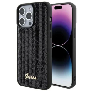 Guess Sequin Script Metal case for iPhone 15 Pro Max – black