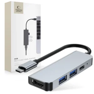 HUB Tech-Protect V2 4in1 USB-C – USB-A 3.0 / USB-A 2.0 / USB-C / HDMI – gray