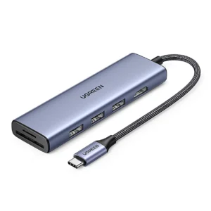 HUB Ugreen CM511 20956A 6in1 USB-C – HDMI / 3x USB-A 3.0 / SD/TF card reader – gray