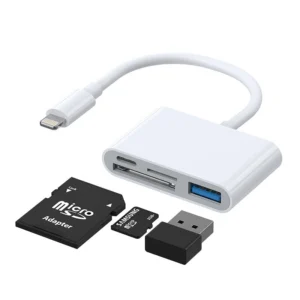 Joyroom S-H142 Lightning OTG HUB – USB-A 3.2 / Lightning / SD, TF card reader – white