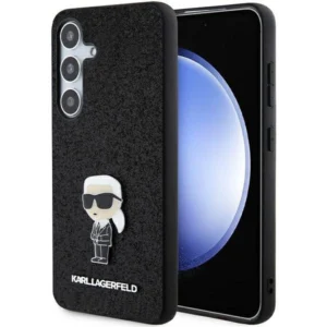 Karl Lagerfeld Fixed Glitter Ikonik Logo Metal Pin case for Samsung Galaxy S24+ – black