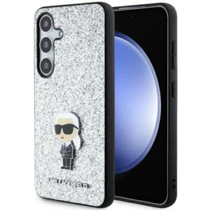 Karl Lagerfeld Fixed Glitter Ikonik Logo Metal Pin case for Samsung Galaxy S24+ – silver