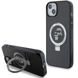 Karl Lagerfeld iPhone 15 6.1" black/black hardcase Ring Stand Karl&Choupette MagSafe