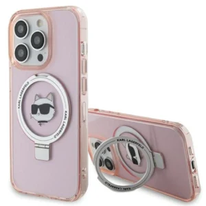 Karl Lagerfeld iPhone 15 Pro 6.1" pink/pink hardcase Ring Stand Choupette Head MagSafe