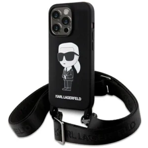 Karl Lagerfeld iPhone 15 Pro Max 6.7" hardcase black/black Crossbody Silicone Ikonik