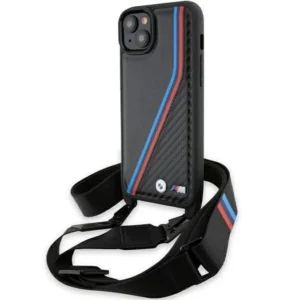 M Edition Carbon Tricolor Lines & Strap case for iPhone 15 / 14 / 13 – black