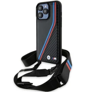 M Edition Carbon Tricolor Lines & Strap case for iPhone 15 Pro – black