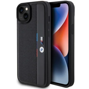 Perforated Tricolor Line case for iPhone 15 Plus / 14 Plus – black