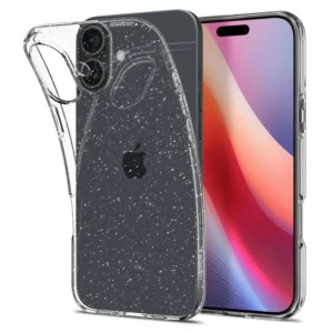 Spigen Liquid Crystal iPhone 16 Case – Clear Glitter