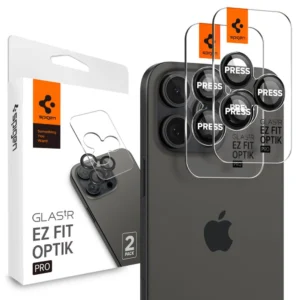 Spigen OPTIK.TR ”EZ FIT” CAMERA PROTECTOR 2-PACK IPHONE 14 PRO / 14 PRO MAX / 15 PRO / 15 PRO MAX / 16 PRO / PRO MAX BLACK