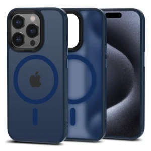 Tech-Protect MagMat MagSafe case for iPhone 15 Pro Max – navy blue matte