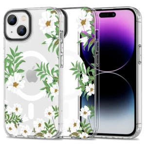 Tech-Protect MagMood MagSafe case for iPhone 15 – daisies with leaves