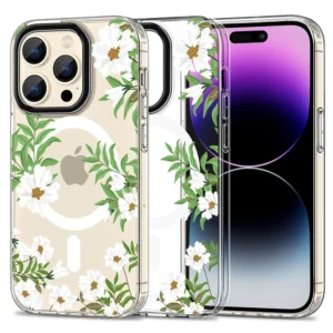 Tech-Protect MagMood MagSafe iPhone 15 Pro Max Case – Daisies with Leaves