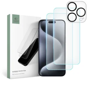 Tech-Protect Supreme Set for iPhone 15 Pro Max 2x Tempered Glass for Display / Tempered Glass for Camera