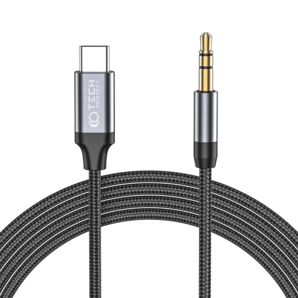 Tech-Protect UltraBoost audio USB-C / 3.5mm mini jack cable 1 m – black