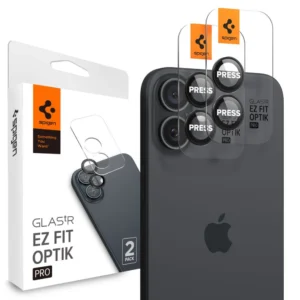 Tempered Glass for Spigen Glass tR EZ Fit Optik Pro for iPhone 16 Plus Camera (2 pcs.) – Black