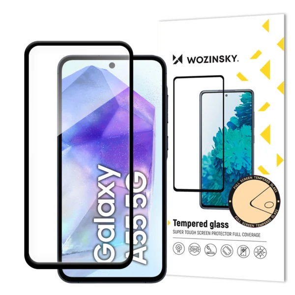 Tempered Glass Full Glue for Samsung Galaxy A55 with black frame